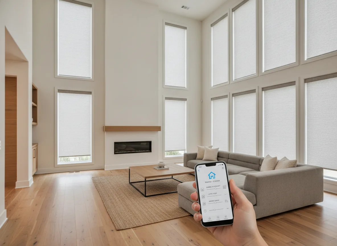 Motorized shades controlled from a smartphone